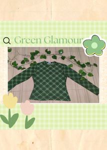 Green Plaid Long Sleeve Top