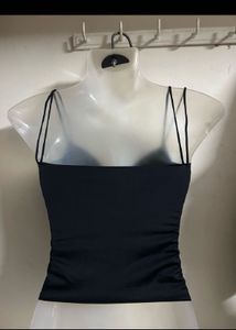 Chic Black Spaghetti Strap Bikini Top