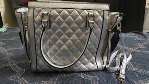 Chic Quilted Silver Handbag