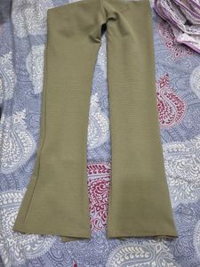 h&amp;m Olive Green Textured bodycon Pants