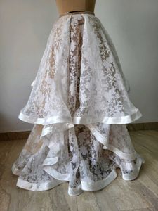 Elegant White Lace Lehenga Skirt