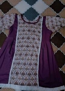 Purple Floral Short Frok
