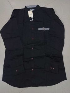 Men's Black Casual Shirt with Pocket Detail