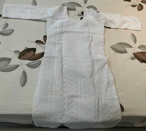 Beautiful Custom-Stitched White Chikankari Kurti