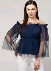Party Wear Top In Navy Blue Colour