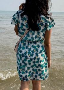 White Floral Print Mini Dress