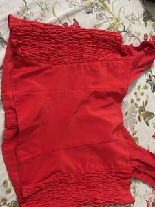 Chic Red Ruched Sleeveless Top