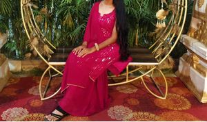 Stunning Pink Sequined Kurta Set