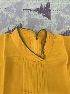 Yellow Kurta with Bicycle Print