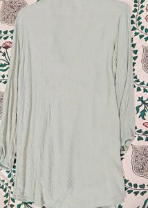 Beautiful Crushed Pista Green Embroidery Shirt