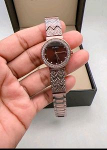 Rose Gold Crystal Embellished Watch