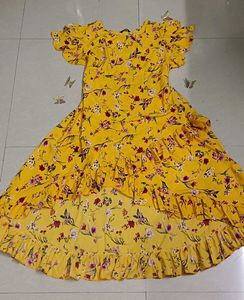 Yellow Floral Ruffled Dress