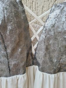 Sequined Skater White Dress