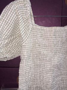 Green Gingham Puff Sleeve Dress