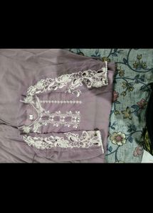 Elegant Embroidered Levender gown with duppata