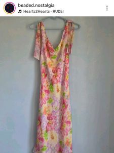 Y2k Floral Print Dress with Tie Shoulders