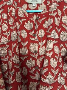 Rust Floral Print Kurta with matching pants