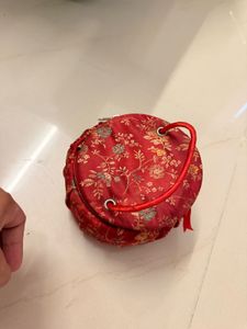 Vintage Red Brocade Clutch with Mirror