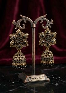 Elegant Black Jhumka Earrings