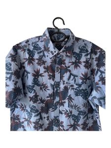 Men's Blue Floral Short Sleeve Shirt