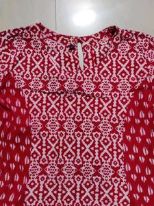 Red Pattern Kurta For Women