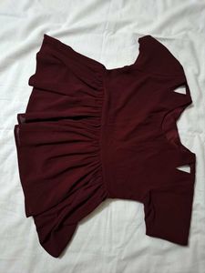 Burgundy Peplum Top❤️