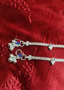 Silver Anklets with Colorful Stones