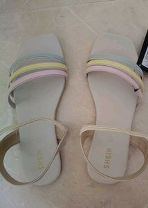 Pastel Striped Flat Sandals