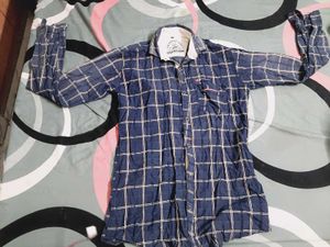 Men's Blue Plaid Long Sleeve Shirt