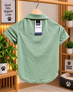 Clever Paws Dog Polo Shirt – Sage Green | XL