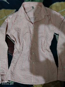 ✨ Pink &amp; White Striped Curve-Fit Shirt ✨