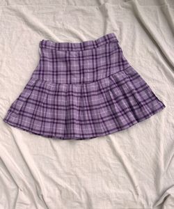 Cute Purple Plaid Pleated Mini Skirt
