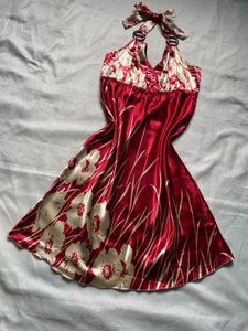 Halter neck satin dress