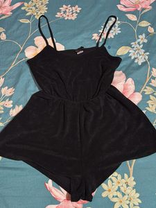 Chic Black Spaghetti Strap Romper