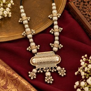 Ethnic Silver Necklace &amp; Earrings Set