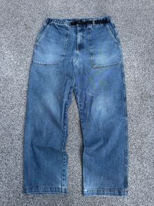 Wide Leg Denim Pants with Belt