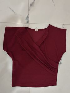 Chic Burgundy Wrap Top