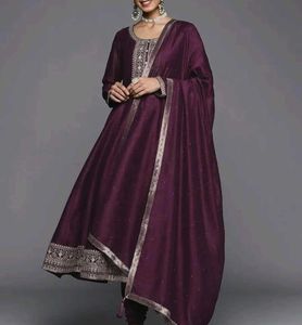 Libas heavy flare purple Embroidered Kurta Sets