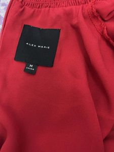 Alex Marie Smocked High Neck Red Top