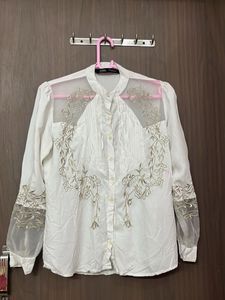 New Zara  Embroidered Sheer Sleeve top