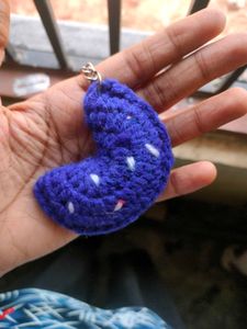 Crocheted Moon Keychain