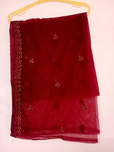 Sale !! Maroon Bridal Gown (semi stitched)