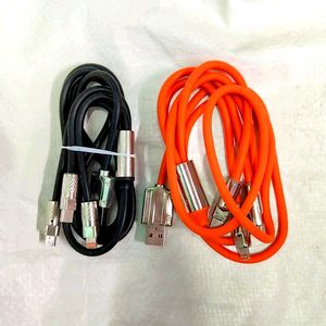 3 In 1 Charging Cables Multicolor (Pack Of 2)