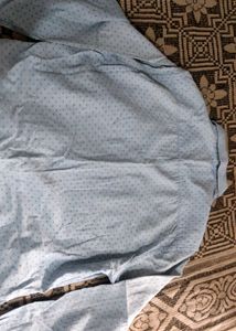 Men's Light Blue Printed Button-Down Shirt