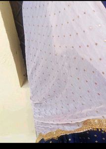 bust 38 Elegant Blue &amp; White Embroidered Kurta Set