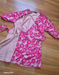 faballey pink Floral Wrap Dress