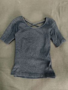 Chic bluish Grey Criss-Cross Back Top