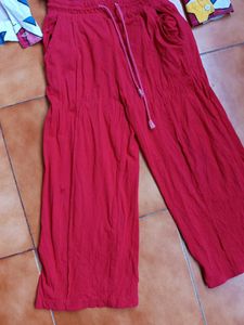 Star Print Cropped Jacket &amp; Red Palazzo Set