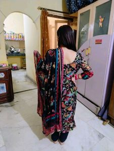 Vibrant Floral Print Kurta Set with Dupatta