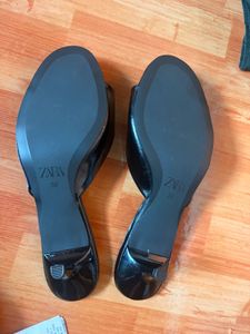 Zara Black Heeled Mules